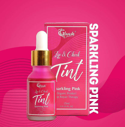 Glaash Lip & Cheek Tint Water Based 15ml - Red Fire | Plum Fatale | Sparkling Pink | Peach Punch