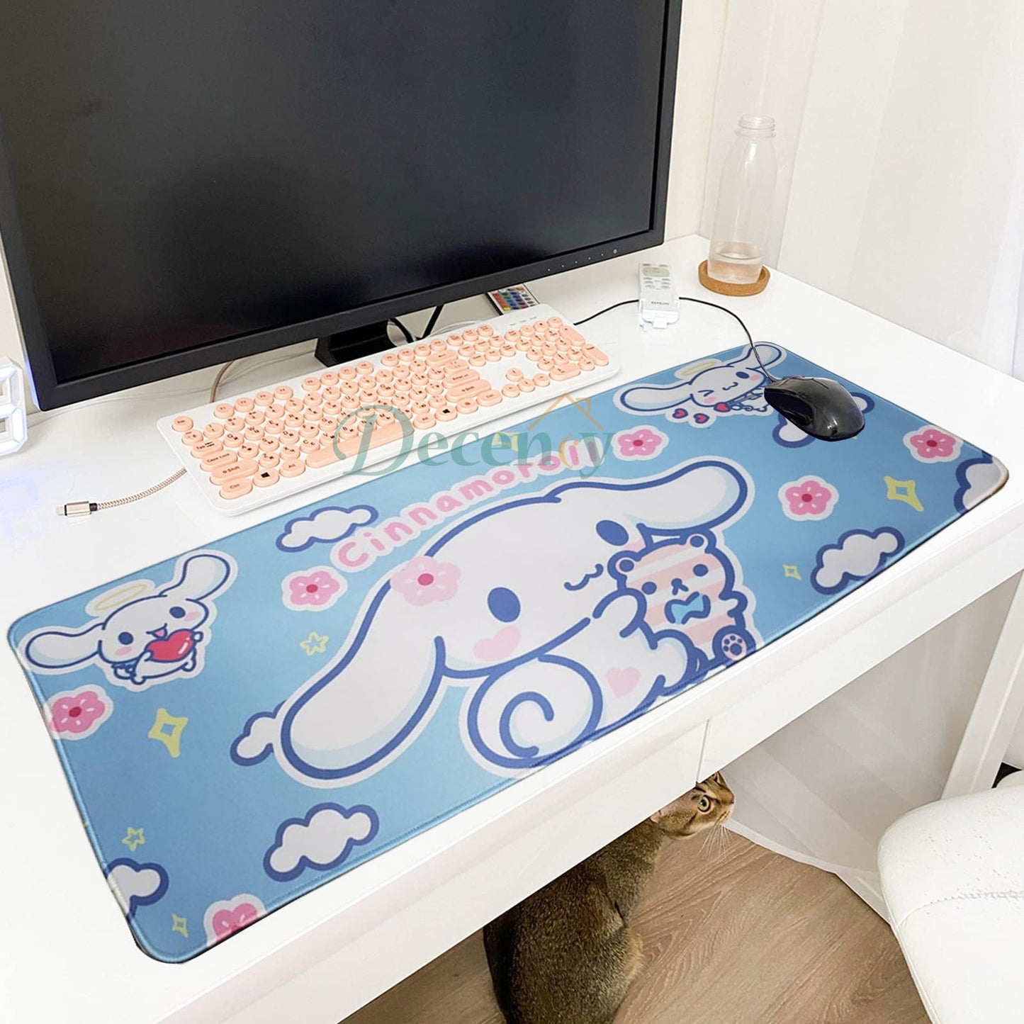 Cute Mouse Pad,Large Gaming Desk Mouse mat Cartoons Keyboard Pad,Laptop Desk Mat for Gaming, Writing, or Home Office Work 32 x 12