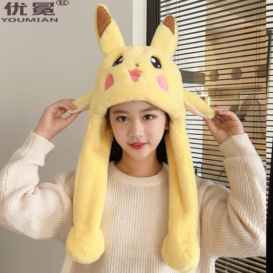 New Fashion Ear Moving Dancing Bunny Plush Scarf Cap Hat