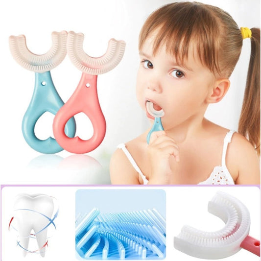 New Silicone Baby Toothbrush U Shaped 360 Degree